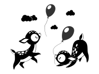 Wandtattoo Niedliche Rehe mit Luftballons Motivansicht