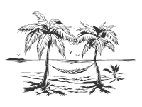 Wandtattoo Hängematte unter Palmen am Strand Motivansicht
