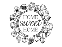 Wandtattoo Home sweet home mit Physaliskranz Motivansicht
