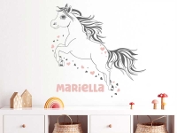 Wandtattoo Springendes Pony mit Wunschname