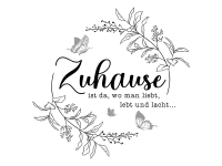 Wandtattoo Zuhause Ornament mit Schmetterlingen Motivansicht