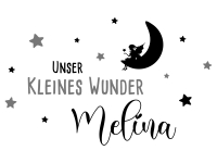 Wandtattoo Unser kleines Wunder mit Name Motivansicht