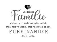 Wandtattoo In dieser Familie mit Herzen Motivansicht