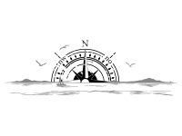 Wandtattoo Meeresbucht mit Kompass Motivansicht