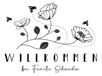 Wandtattoo Willkommen mit Blumen und Bienen Motivansicht