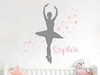 Wandtattoo Ballerina mit Sternen und Name