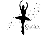 Wandtattoo Ballerina mit Sternen und Name Motivansicht