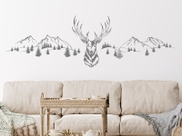 Wandtattoo Berglandschaft mit Hirsch