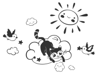 Wandtattoo Katze auf Wolken Motivansicht