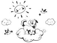 Wandtattoo Süßer Hund auf Wolken Motivansicht