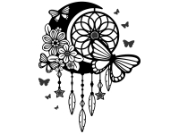 Wandtattoo Mond mit Traumfänger und Schmetterlingen Motivansicht
