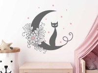 Wandtattoo Katze im Mond