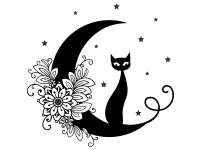 Wandtattoo Katze im Mond Motivansicht