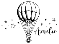 Wandtattoo Heißluftballon mit Sternen und Name Motivansicht