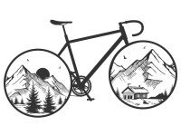 Wandtattoo Rennrad mit Berglandschaft Motivansicht