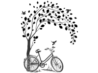 Wandtattoo Laubbaum mit Fahrrad Motivansicht