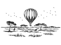 Wandtattoo Heißluftballon über der Savanne Motivansicht
