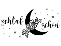 Wandtattoo Schlaf schön Mond mit Blüten Motivansicht
