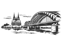 Wandtattoo Kölner Dom und Hohenzollernbrücke Motivansicht