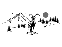 Wandtattoo Berglandschaft mit Steinbock Motivansicht