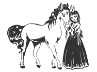 Wandtattoo Prinzessin mit Pony Motivansicht