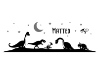 Wandtattoo Dinos mit Sternen und Name Motivansicht