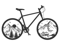 Wandtattoo Mountainbike mit Berglandschaft Motivansicht