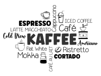 Wandtattoo Kaffeesorten Wortwolke Motivansicht