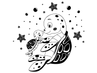 Wandtattoo Schildkrötenmama mit Baby Motivansicht