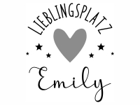 Wandtattoo Lieblingsplatz mit Herz und Name Motivansicht