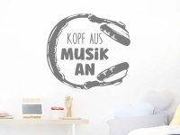 Wandtattoo Kopf aus Musik an