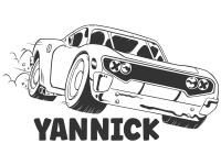 Wandtattoo Cooles Muscle Car mit Name Motivansicht