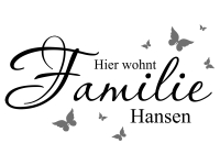 Wandtattoo Familie mit Name und Schmetterlingen Motivansicht