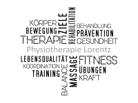 Wandtattoo Physio Worte mit Wunschname Motivansicht