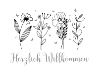 Wandtattoo Herzlich Willkommen Blumendesign Motivansicht