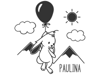 Wandtattoo Häschen mit Luftballon und Name Motivansicht