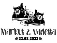 Wandtattoo Sneaker Paar mit Namen Motivansicht