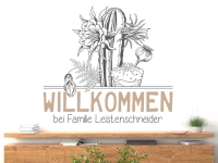 Wandtattoo Blumenbouquet Willkommen