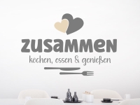 Wandtattoo Zusammen kochen mit Herz