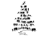 Wandtattoo Weihnachtsbaum mit Vögeln Motivansicht