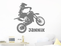 Wandtattoo Motocross mit Wunschname