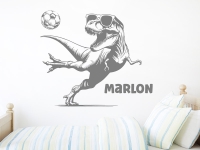 Wandtattoo Fußball Dino mit Wunschname