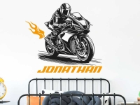 Wandtattoo Streetfighter Motorrad mit Name