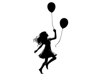 Wandtattoo Mädchen mit Luftballons Motivansicht