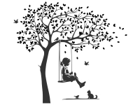 Wandtattoo Baum mit schaukelndem Mädchen Motivansicht