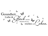 Wandtattoo Gesundheit Liebe und Glück Motivansicht