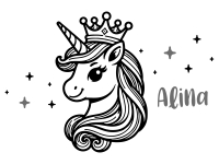 Wandtattoo Einhorn Prinzessin mit Name Motivansicht