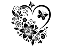 Wandtattoo Herzornament mit Blüten Motivansicht