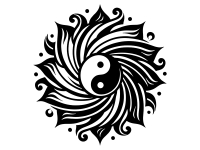 Wandtattoo Yin und Yang Blüte Motivansicht