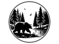 Wandtattoo Waldlandschaft mit Bär Motivansicht